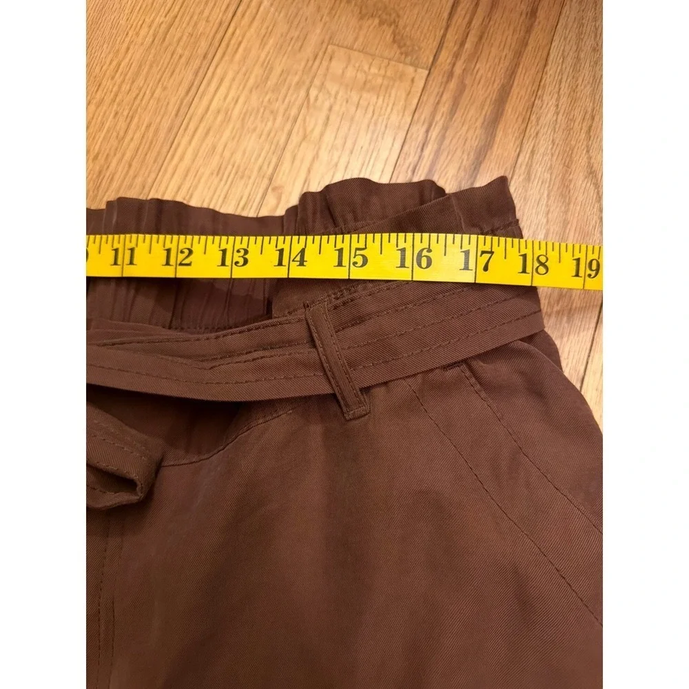 Old Navy Brown Paperbag Waist Tapered Pants Womens XL Tie Belt High Rise Trouser - Picture 6 of 8